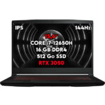 MSI Thin GF63 12UC – Core™ I7 12th, RTX 3050, 16GB, 512GB