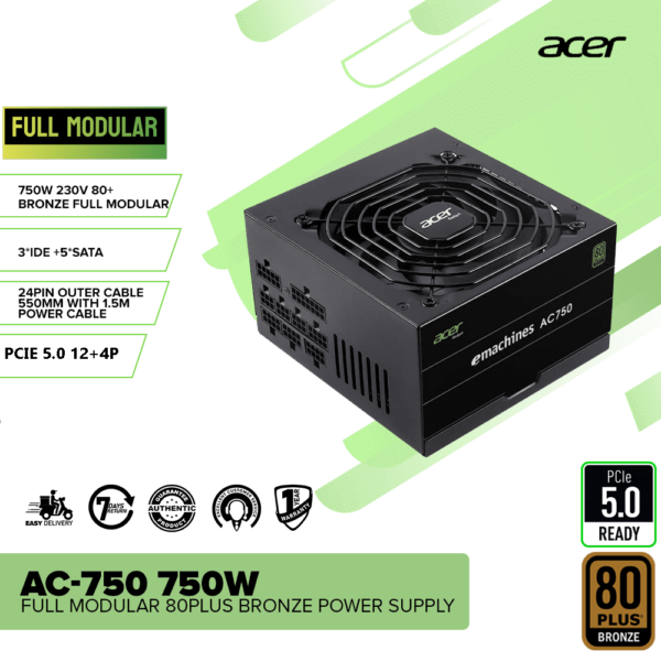 Acer AC-750 750w Full Modular 80plus Bronze – Image 2