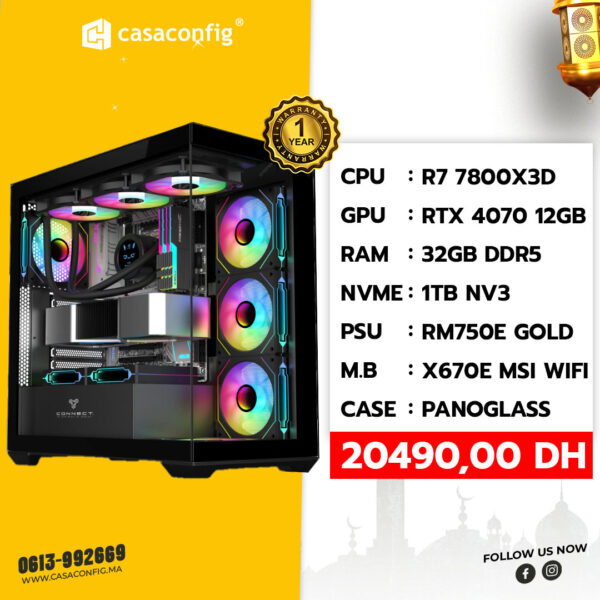 PC GAMER MAROC |RYZEN 7 7800X3D |RTX 4070 |32GB/1TB