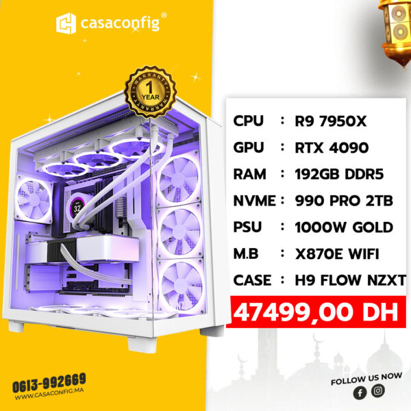 PC GAMER MAROC |RYZEN 9 9950X |RTX 4090 |192GB RAM -2TB SSD