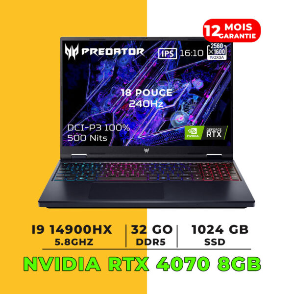 Acer Predator Helios Neo 18- I9 14900HX -32GB/1TB -RTX 4070