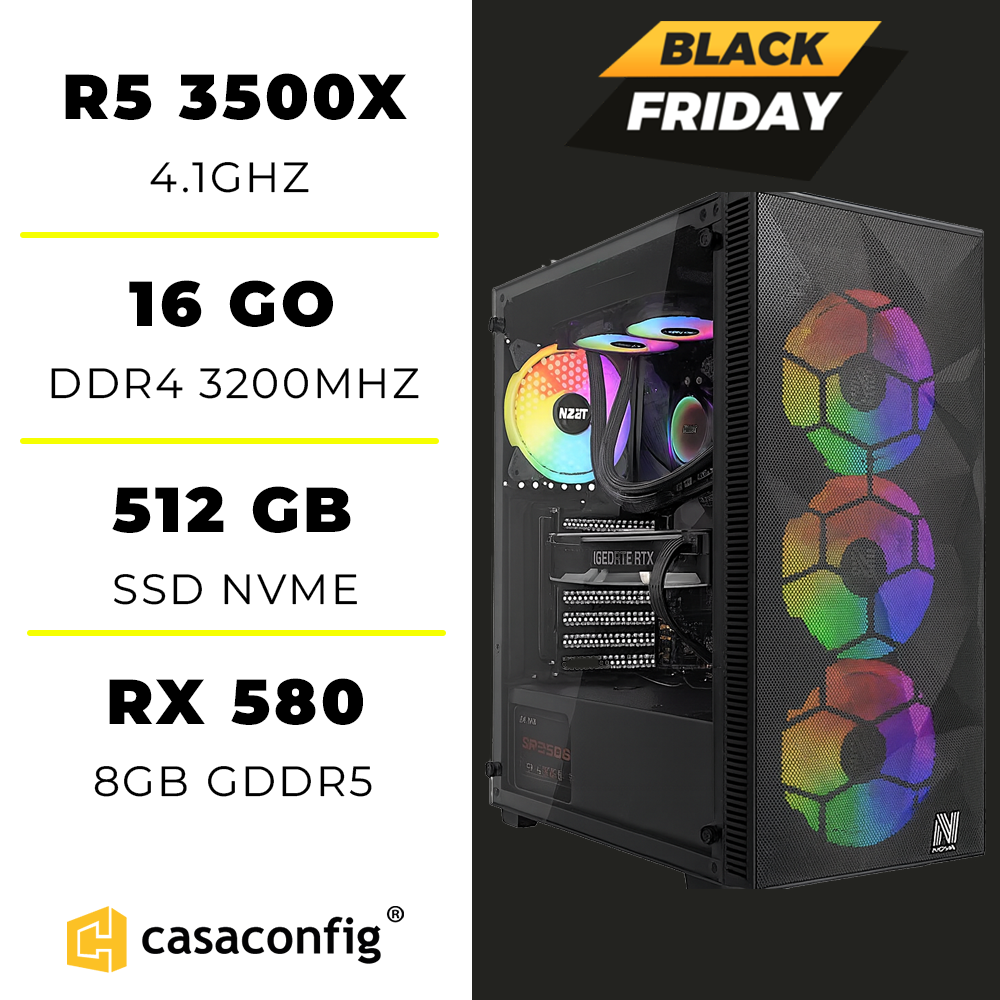 PC GAMER R5 3500X |RX 580 8GB| 16GO/512| BLACK-FRIDAY