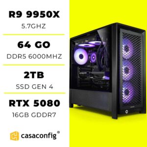 PC Gamer Ryzen 9 9950X/64GB/2TB SSD/RTX 5080 16GO