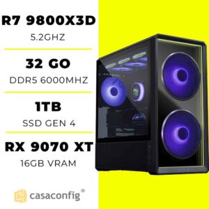 PC Gamer Ryzen 7 9800X3D/32GB/1TB SSD| RX 9070 XT 16GB