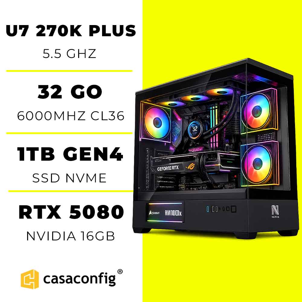 PC Gamer Ultra 7 270K PLUS |RTX 5080 |32 Go |SSD 1Tb