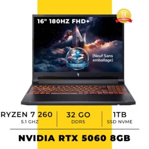 Acer Nitro V16 – Ryzen 7 260 | RTX 5060 8GB | 32GB | 1TB | 16″ WUXGA 180Hz