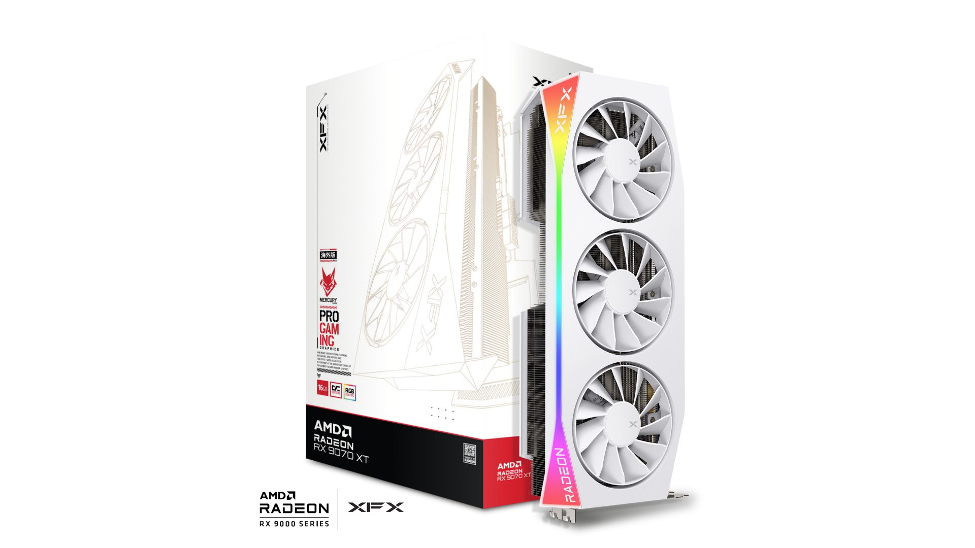 XFX Mercury AMD Radeon RX 9070XT OC White Gaming Edition with RGB