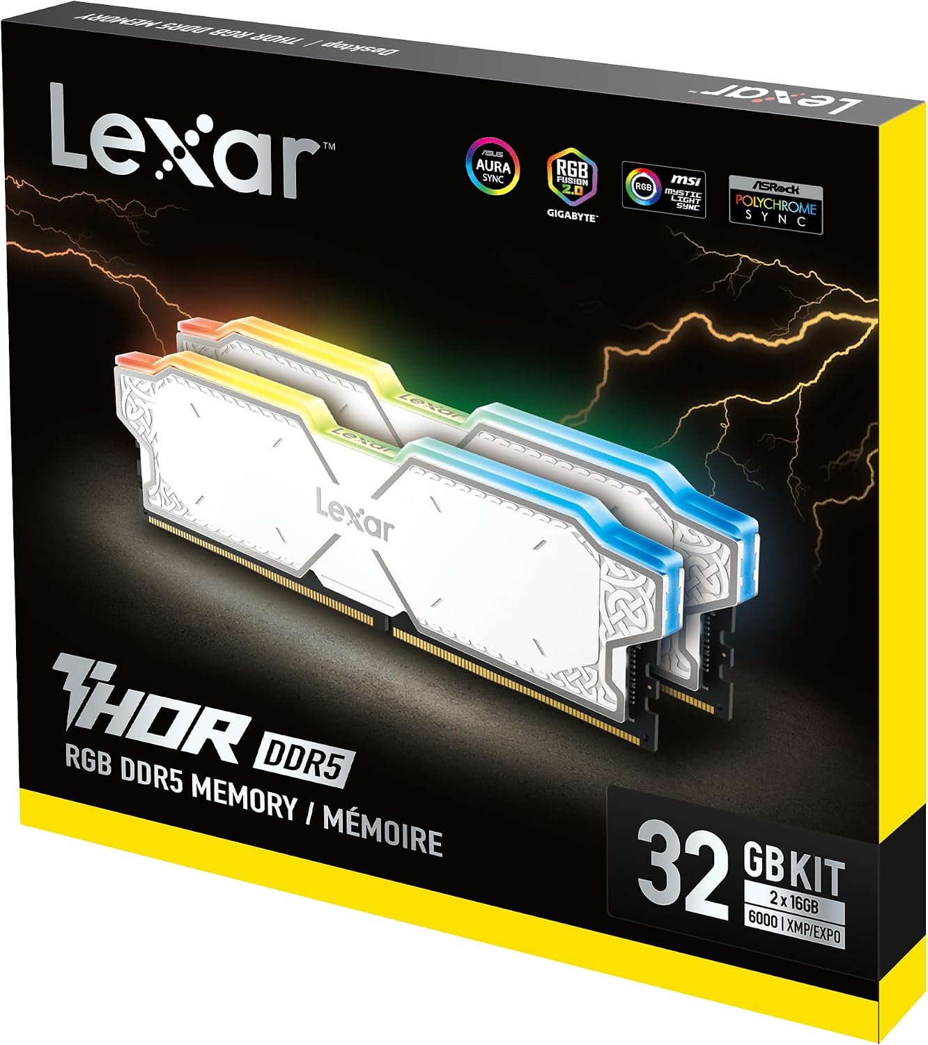 LEXAR THOR RGB DDR5 32GB Kit (2x16GB) 6000MHz CL38 WHITE