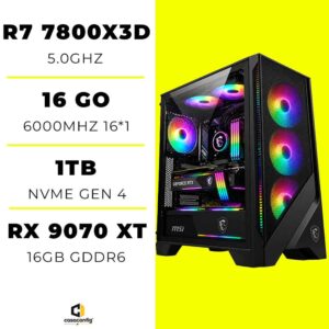 PC Gamer Ryzen 7 7800X3D/16GB/1TB SSD/RX 9070 XT 16GB