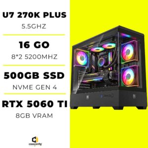 PC Gamer Ultra 7 270K PLUS |RTX 5060 TI |16 Go |500GB SSD