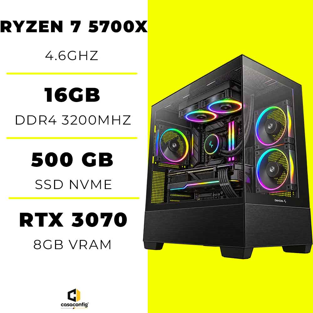 PC Gamer Ryzen 7 5700X/16GB/500GB SSD/RTX 3070 8GB