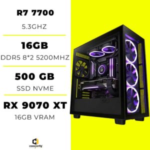 PC Gamer Ryzen 7 7700/16GB/500GB SSD/RX 9070 XT 16GB