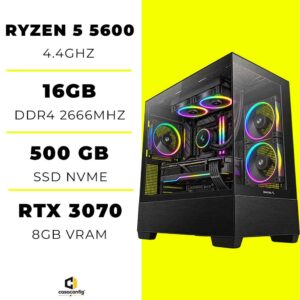 PC Gamer Ryzen 5 5600/16GB/500GB SSD/RTX 3070 8GB