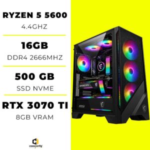 PC Gamer Ryzen 5 5600/16GB/500GB SSD/RTX 3070 TI 8GB