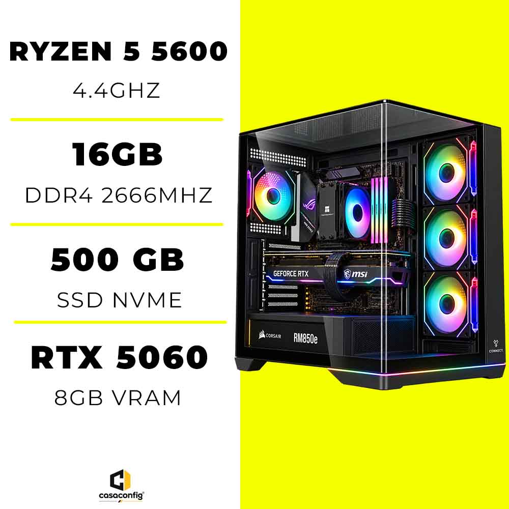 PC Gamer Ryzen 5 5600/16GB/500GB SSD/RTX 5060 8GB