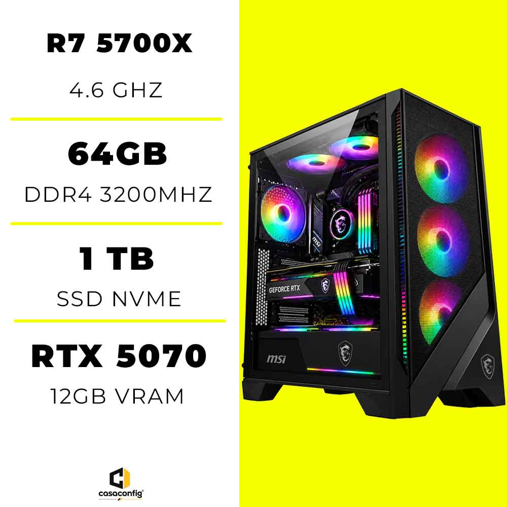 PC Gamer Ryzen 7 5700X/64GB/1TB SSD/RTX 5070 12GB