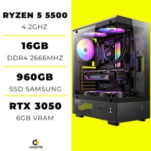 PC Gamer Ryzen 5 5500/16GB/960GB SSD/RTX 3050 6GB
