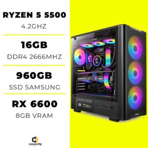 PC Gamer Ryzen 5 5500/16GB/960GB SSD/RX 6600 8GB