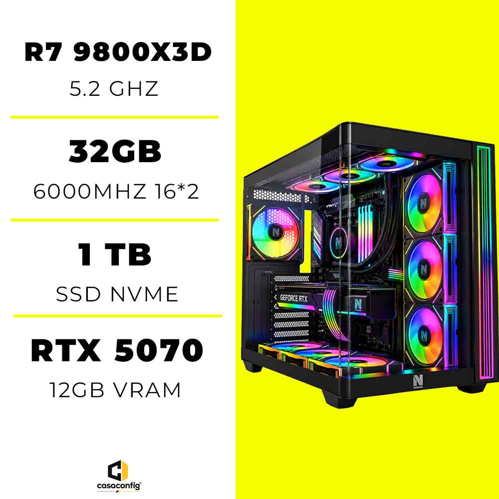 PC Gamer Ryzen 7 9800X3D/32GB/1TB SSD/RTX 5070